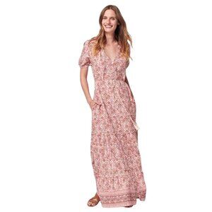 Faherty Orinda Earth Block Floral Maxi Dress A-line Silhouette Size XS New